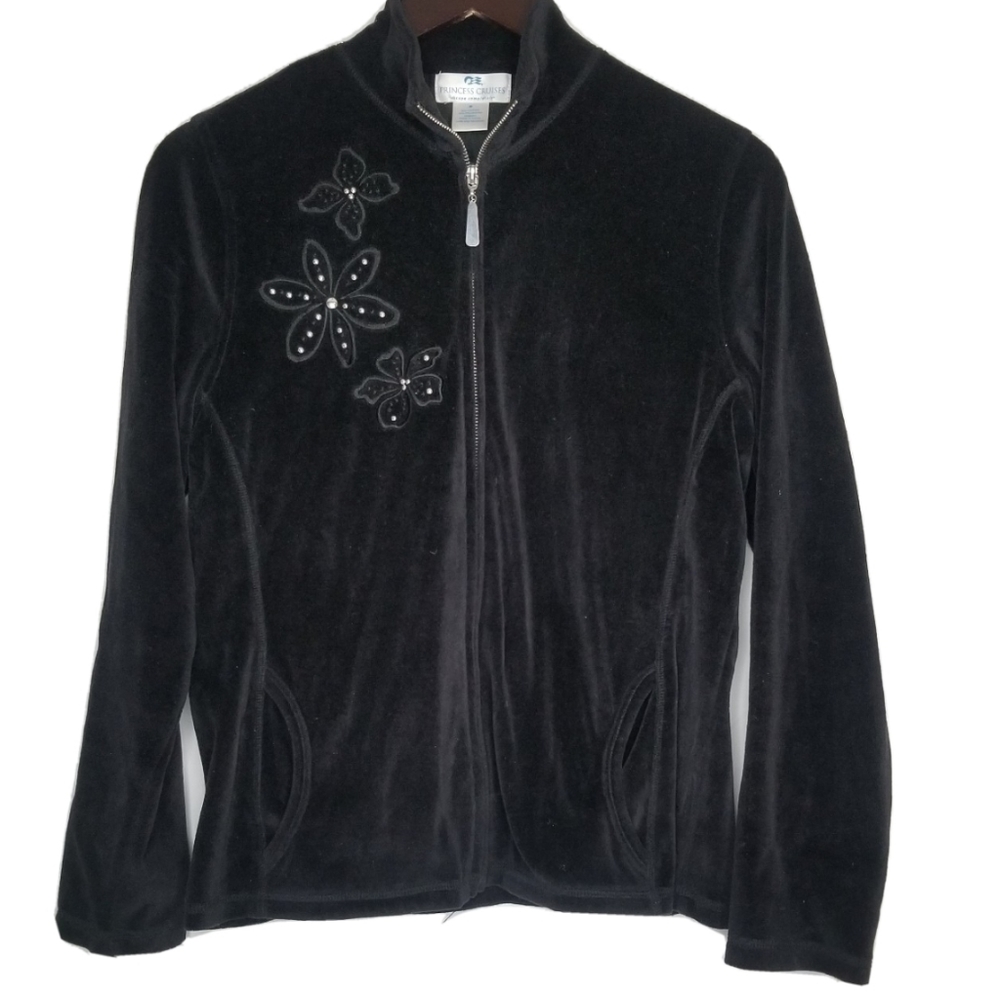 Princess Cruises Escape Completely Size M Flower Embroidered Full Zip Jacket